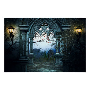 Dark Graveyard Background Poster