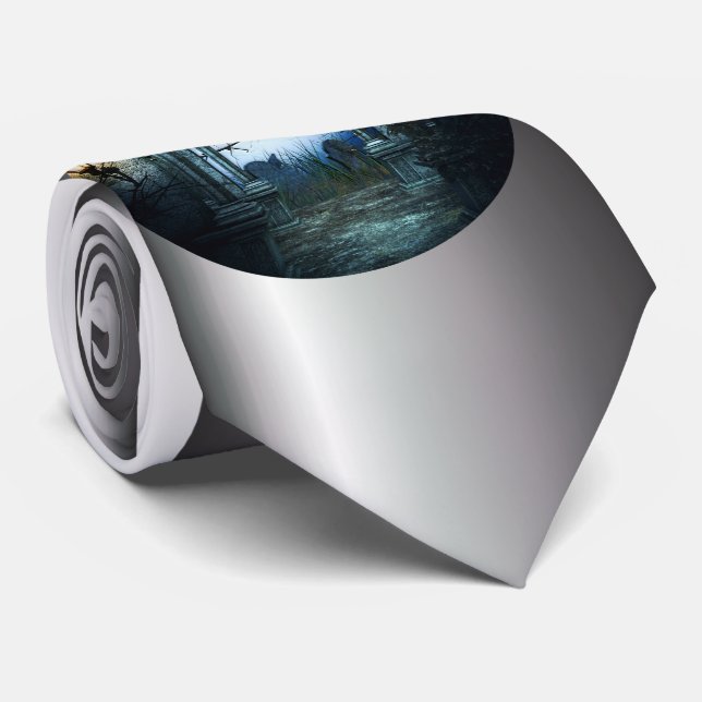 Dark Graveyard Background Tie (Rolled)