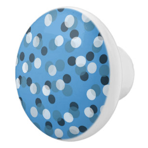 dark gray blue, cornflower blue and gray dots ceramic knob