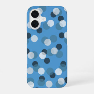 dark gray blue, cornflower blue and gray dots iPhone 16 case