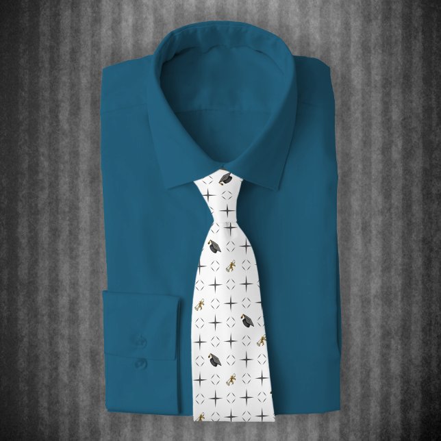 Dark Gray Graduation Caps and Diploma Pattern Tie (Creator Uploaded)