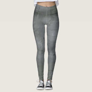 Dark Gray Grunge Concrete Texture Art Leggings