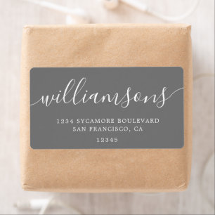 Dark Gray Modern Script Return Address
