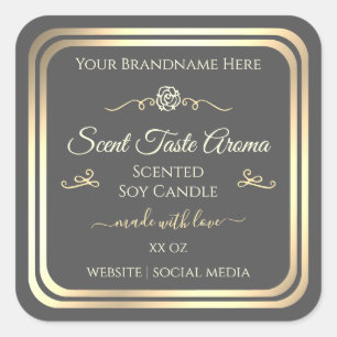 Dark Gray Product Label Gold Frame Vintage Rose