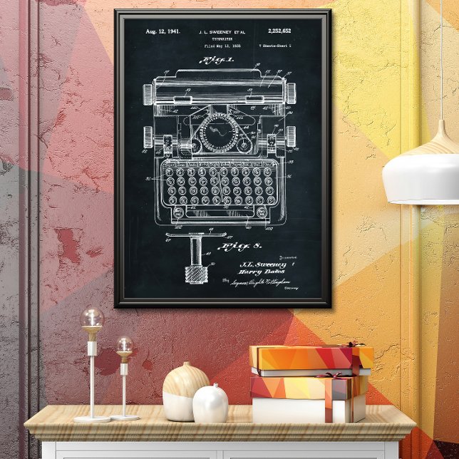 Dark Gray | Typewriter Patent Poster (Creator Uploaded)