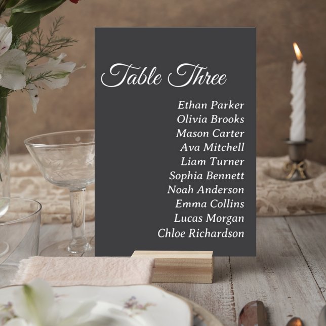Dark Gray Wedding Table Number Card (Creator Uploaded)