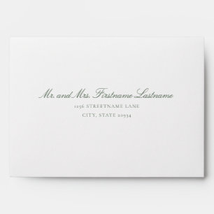 Dark Green "A" Monogram Wedding Envelope