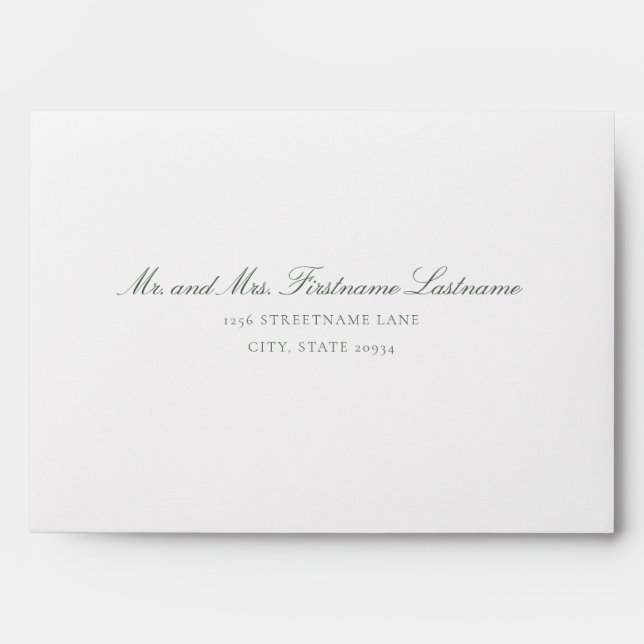 Dark Green "A" Monogram Wedding Envelope (Front)