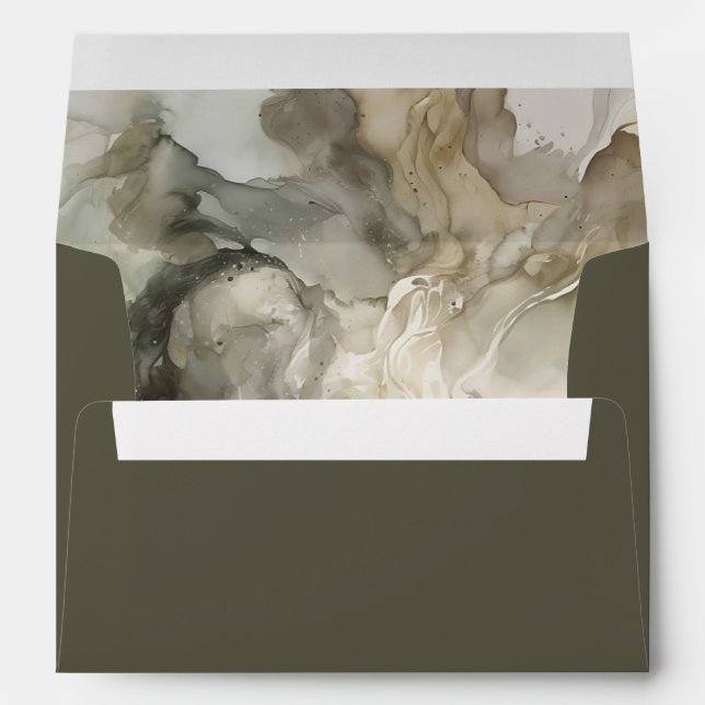 Dark Green Abstract Painting Return Address Envelope (Back (Bottom))