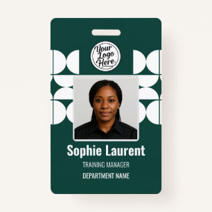 Dark Green Abstract Shapes Business Staff Pass ID ID Badge