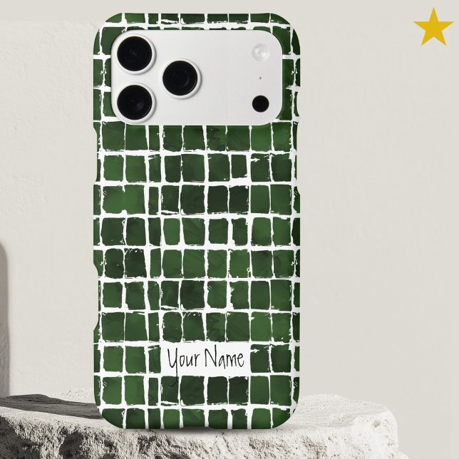 Dark Green Abstract Watercolor Chequered Custom Na (Creator Uploaded)
