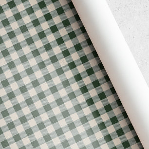 Dark Green and Beige Buffalo Check Christmas Wrapping Paper