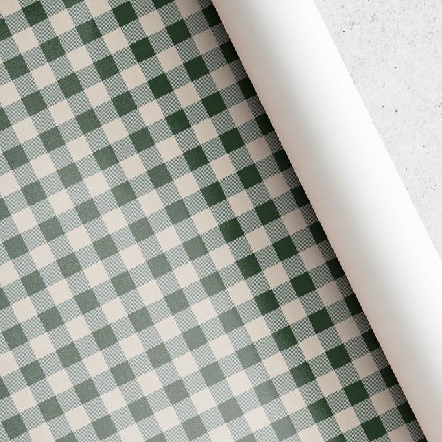 Dark Green and Beige Buffalo Check Christmas Wrapping Paper (Creator Uploaded)