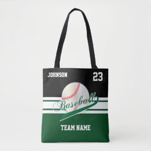 Dark Green and Black for a Baseball Team Tote Bag