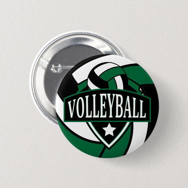 Dark Green and Black Volleyball Logo 6 Cm Round Badge (Front & Back)