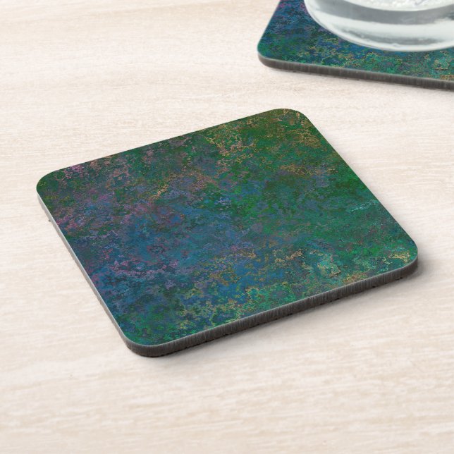 Dark Green and Blue Alcohol Ink Abstract Coaster (Left Side)