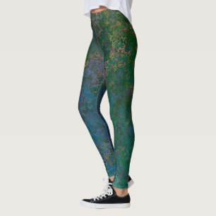 Dark Green and Blue Alcohol Ink Abstract Leggings