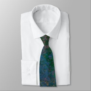 Dark Green and Blue Alcohol Ink Abstract  Tie