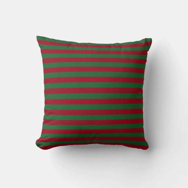 Dark Green and Burgundy Stripes Cushion (Front)