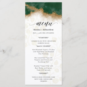 Dark green and gold Wedding Menu