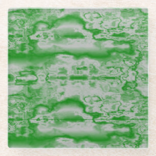 Dark green and grey marble glass coaster