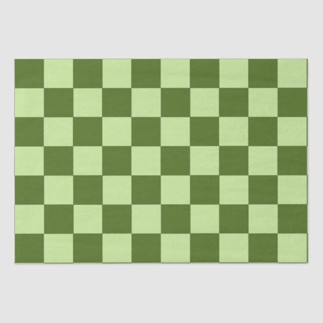 Dark Green and Light Green Checkers   Tissue Paper (Front)