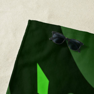 Dark Green And Lime Spiral Wave Beach Towel