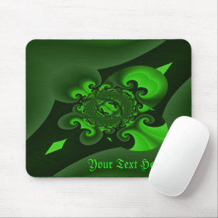 Dark Green And Lime Spiral Wave Mouse Pad