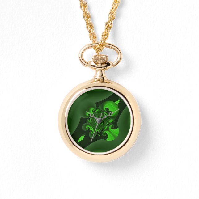 Dark Green And Lime Spiral Wave Watch (Front)