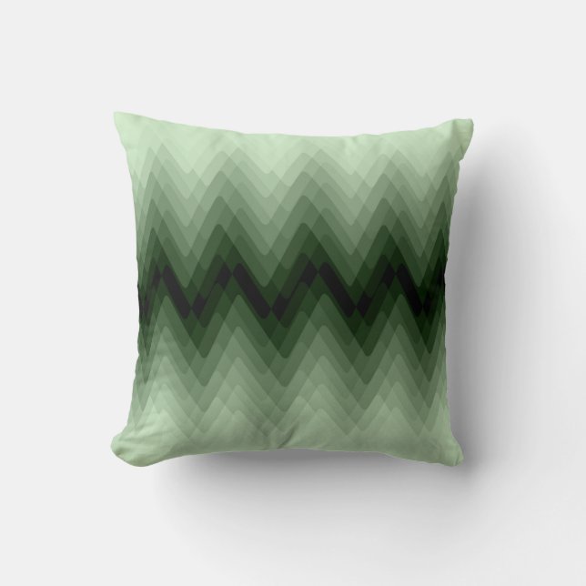 Dark green and mint zigzag. cushion (Front)