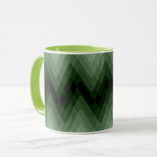 Dark green and mint zigzag. throw pillow mug