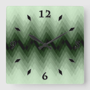 Dark green and mint zigzag. throw pillow square wall clock