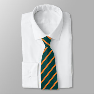 Dark Green and Orange Diagonal Stripes Tie