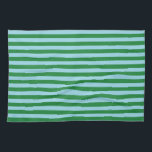 Dark Green and Pastel Blue Stripes Tea Towel<br><div class="desc">Abstract digital art of dark green and pastel blue stripes</div>
