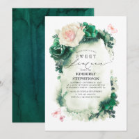 Dark Green and Pink Floral Bohemian Sweet 16th