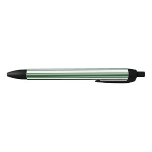 Dark green and white candy stripes black ink pen