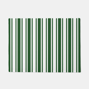 Dark green and white candy stripes doormat