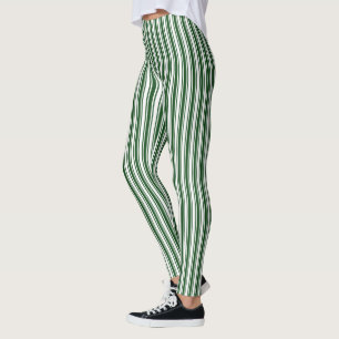 Dark green and white candy stripes leggings