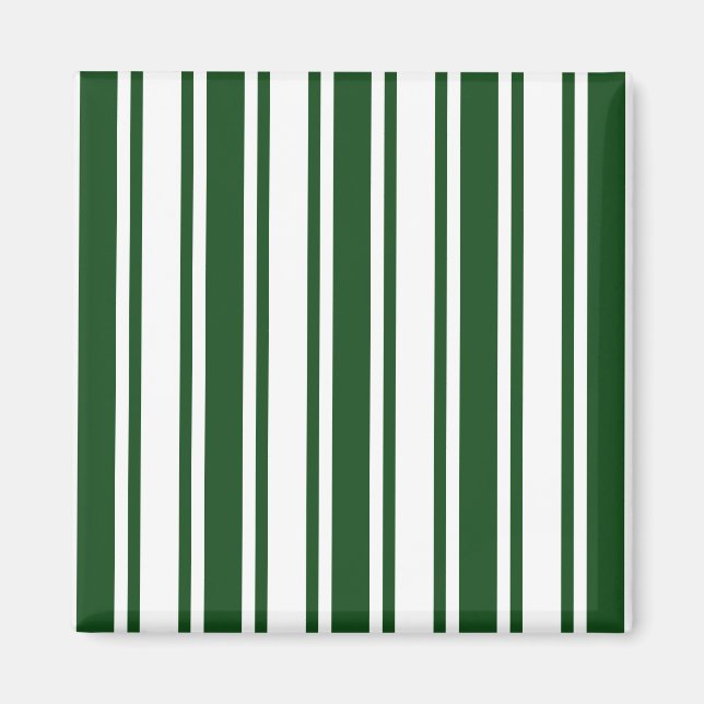 Dark green and white candy stripes magnet (Front)