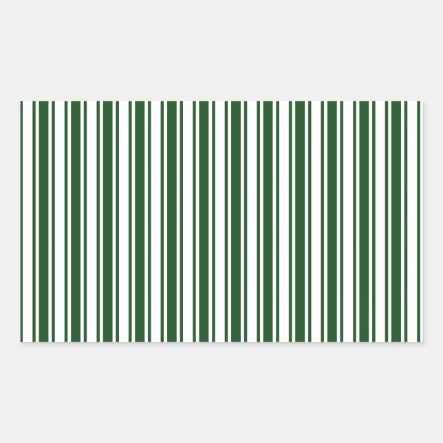 Dark green and white candy stripes rectangular sticker (Front)