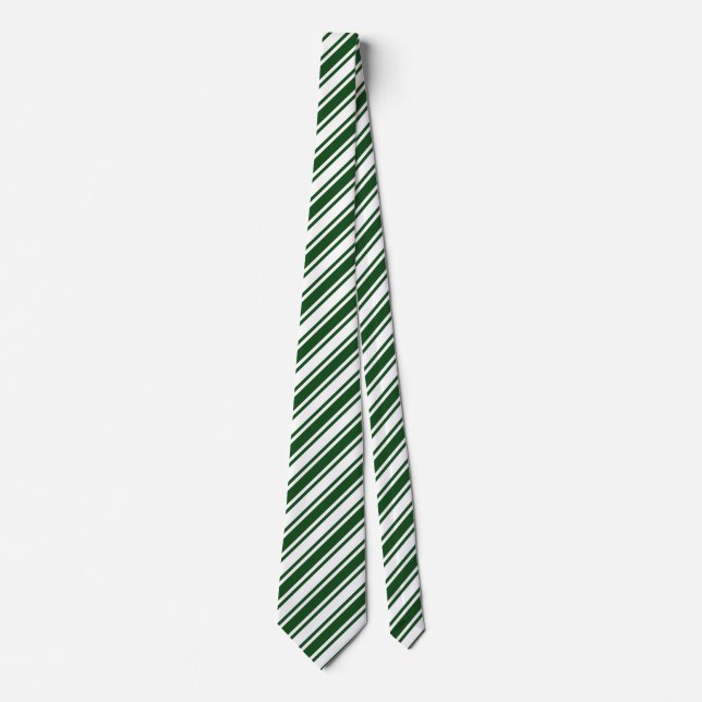Dark green and white candy stripes tie (Front)