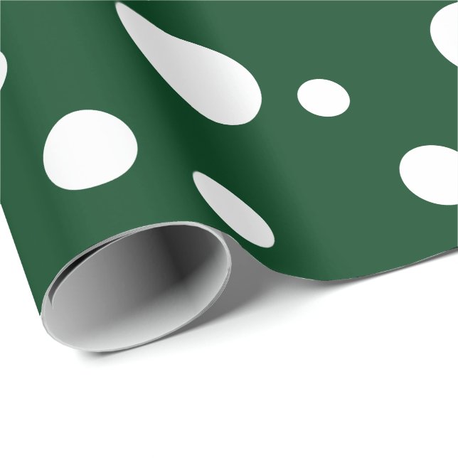 Dark Green and White Polka Dots Wrapping Paper (Roll Corner)