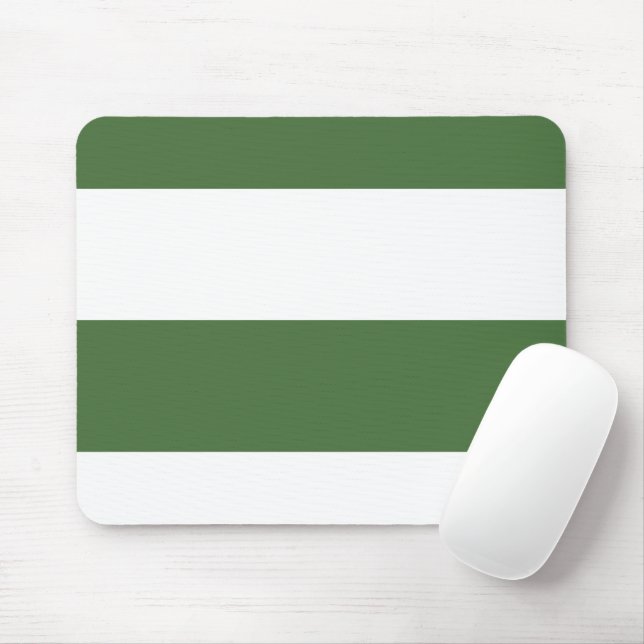 Dark Green and White Simple Extra Wide Stripes Mouse Mat (With Mouse)