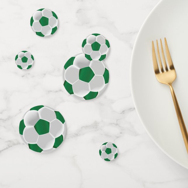 Dark Green and White Soccer Ball Confetti (Group)