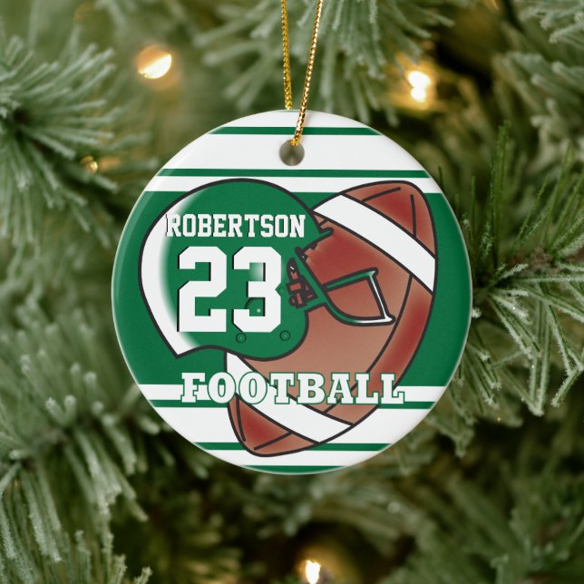 Dark Green and White Sport Football Ceramic Tree Decoration (Tree)