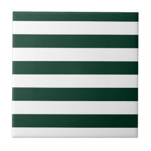 Dark Green and White Stripes Tile