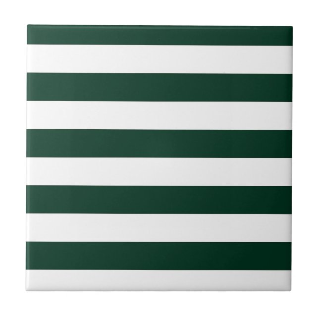 Dark Green and White Stripes Tile (Front)