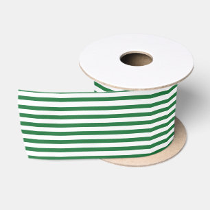 Dark green and white thin stripe ribbon satin ribbon