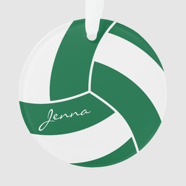 Dark Green and White Volleyball 4 | DIY Name Ornament (Front)