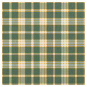 Dark Green and Yellow Gold Sporty Plaid Fabric